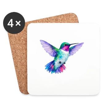 Rainbow Hummingbird Watercolor - Coasters (set of 4) - white - Front
