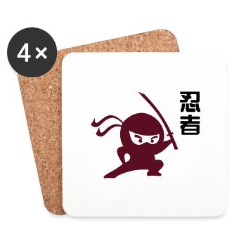 Ninja samurai japanese cartoon - Coasters (set of 4) - white - Front
