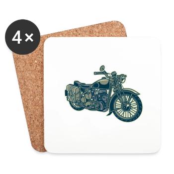Moto moto militaire - Dessous de verre (lot de 4) - blanc - Devant