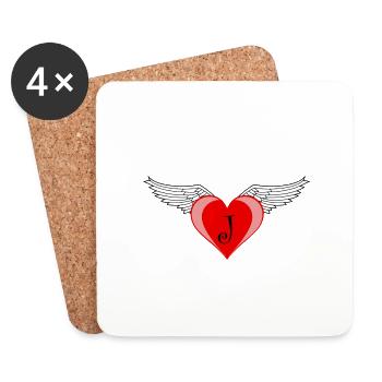 Heart J - Coasters (set of 4) - white - Front