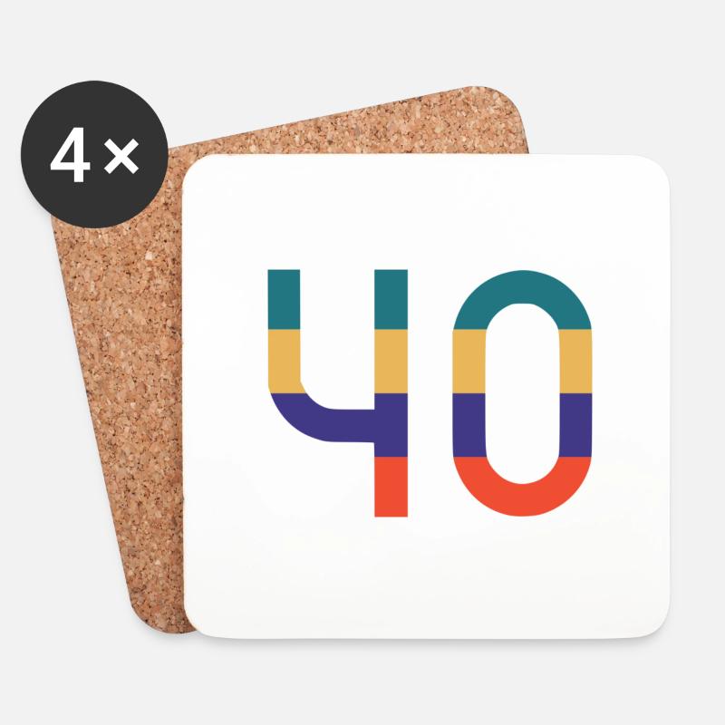 Die Zahl 40 - Untersetzer (4er-Set) - Weiß