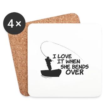 Fishing Fishing Angler Fish Fishing Fishing Rod - Coasters (set of 4) - white - Front