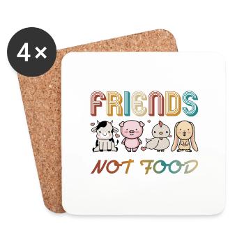 Friends Not Food Vegan Shirt - Untersetzer (4er-Set) - Weiß - Vorne