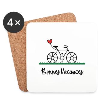 VELO. VACANCES. VIVE LES VACANCES. VACANCES - Dessous de verre (lot de 4) - blanc - Devant
