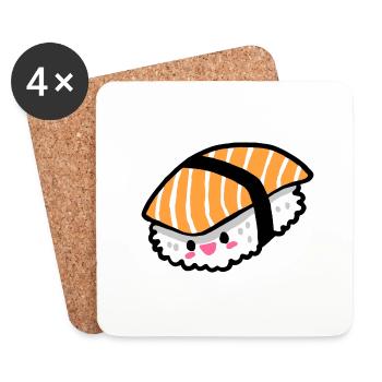 Lachs Nigiri Sashimi Kawaii Sushi - Untersetzer (4er-Set) - Weiß - Vorne