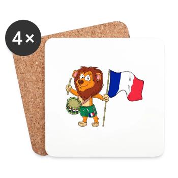 Lion au drapeau Français - Dessous de verre (lot de 4) - blanc - Devant