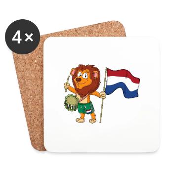 Lion avec le drapeau des Pays-Bas - Dessous de verre (lot de 4) - blanc - Devant
