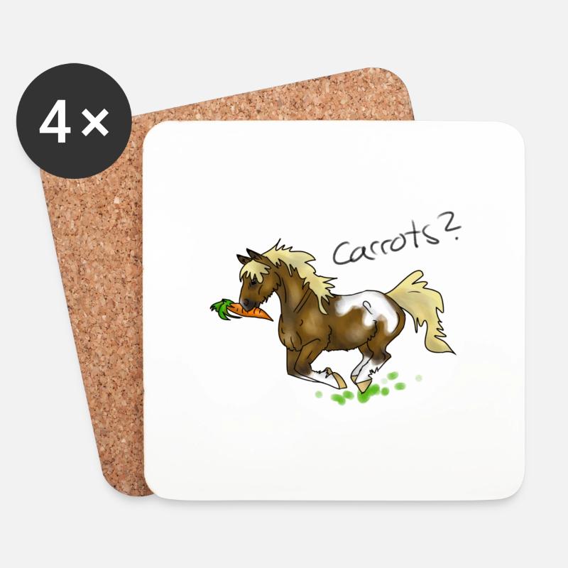 Carrots? Rennendes Pony mit Karotte im Maul - Untersetzer (4er-Set) - Weiß