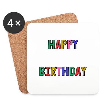 HAPPY BIRTHDAY. HAPPY BIRTHDAY. ANNIVERSARY. - Coasters (set of 4) - white - Front