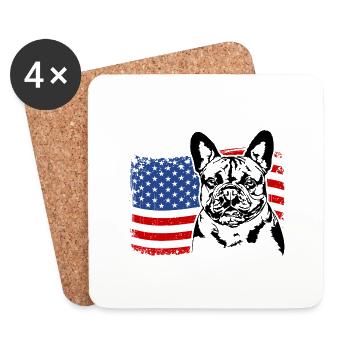 Bouledogue français Drapeau américain Wilsigns - Dessous de verre (lot de 4) - blanc - Devant