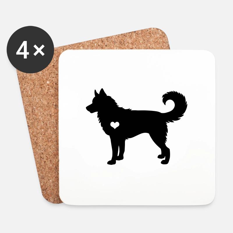 Siberian Husky Herzschlag Hund Geschenkidee - Untersetzer (4er-Set) - Weiß
