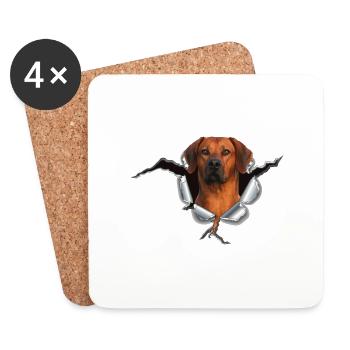 Rhodesian Ridgeback auf Metall - Untersetzer (4er-Set) - Weiß - Vorne