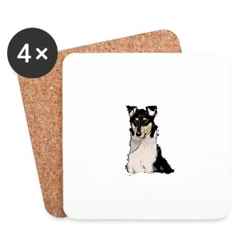 Shorthair Collie tricolor comic - Coasters (set of 4) - white - Front