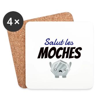 T-shirt humour décalé - Dessous de verre (lot de 4) - blanc - Devant