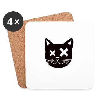 dunkle witzige Katze - Untersetzer (4er-Set) - Weiß - Vorne
