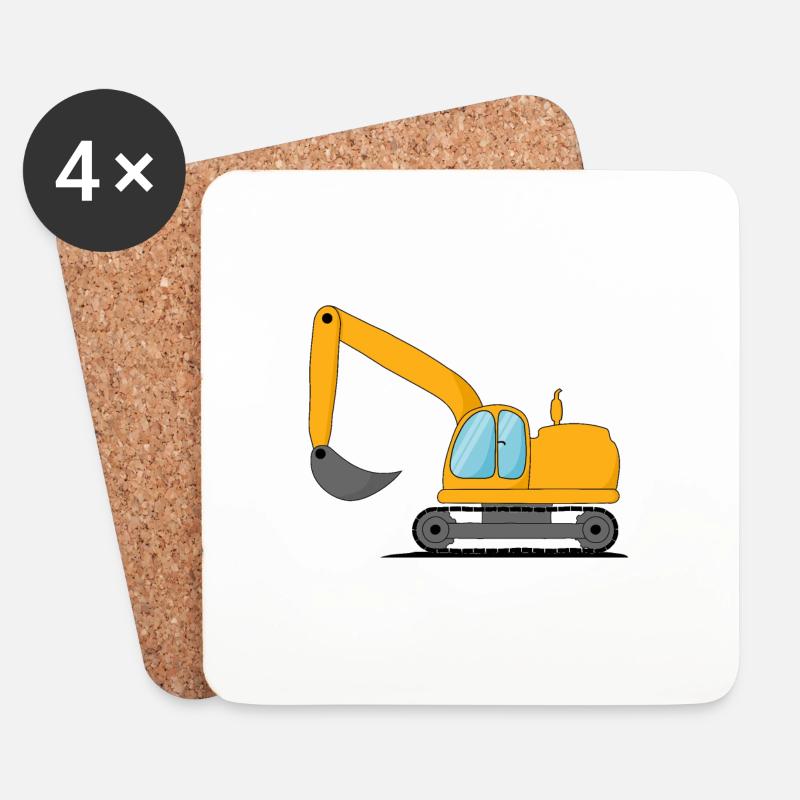 Bagger Kinder - Untersetzer (4er-Set) - Weiß