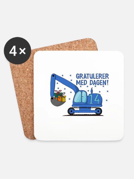 Gravemaskin Gratulerer med dagen 14 - Untersetzer (4er-Set) - Weiß