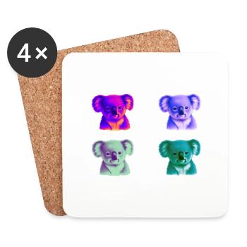 Koala bunt Geschenkidee Koalas Pop Art Pop-Art - Untersetzer (4er-Set) - Weiß - Vorne