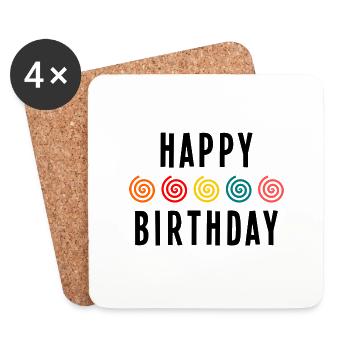 HAPPY BIRTHDAY. JOYEUX ANNIVERSAIRE. ANNIVERSAIRE. - Dessous de verre (lot de 4) - blanc - Devant