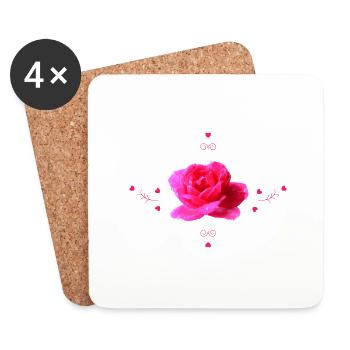 Rose - Dessous de verre (lot de 4) - blanc - Devant