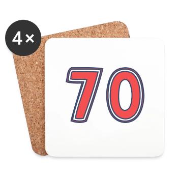 70. 70 ANS. 70e ANNIVERSAIRE. ANNIVERSAIRE 70 ANS. - Dessous de verre (lot de 4) - blanc - Devant