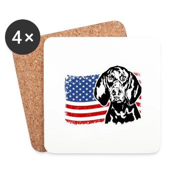 Noir Et Tan Coonhound US America Drapeau Wilsigns - Dessous de verre (lot de 4) - blanc - Devant