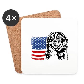 Bouvier Bernois US Amérique Drapeau Chiens Wilsigns - Dessous de verre (lot de 4) - blanc - Devant