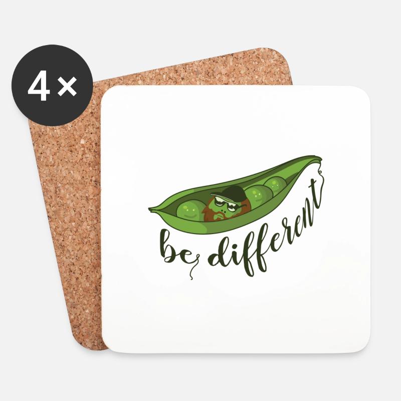 Erbse Hipster different 2 - Untersetzer (4er-Set) - Weiß