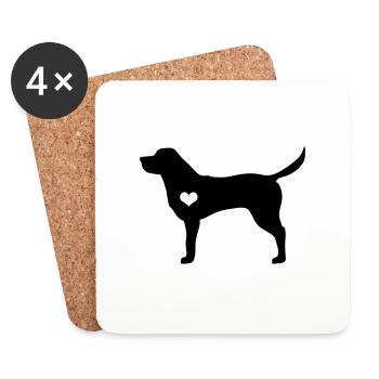 Idée cadeau chien Labrador retriever - Dessous de verre (lot de 4) - blanc - Devant