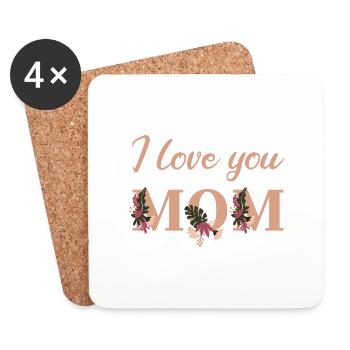 Je t'aime, maman - Dessous de verre (lot de 4) - blanc - Devant