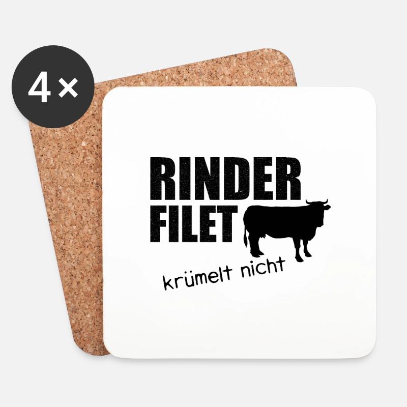 Rinderfilet krümelt nicht Grill BBQ Geschenk - Untersetzer (4er-Set) - Weiß