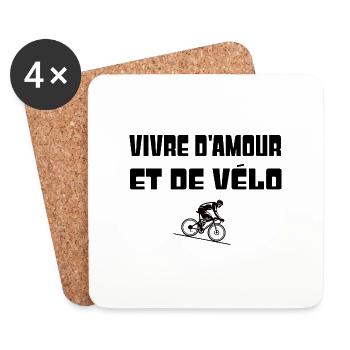 Vivre d amour et de vélo t-shirt cycliste cadeau - Dessous de verre (lot de 4) - blanc - Devant