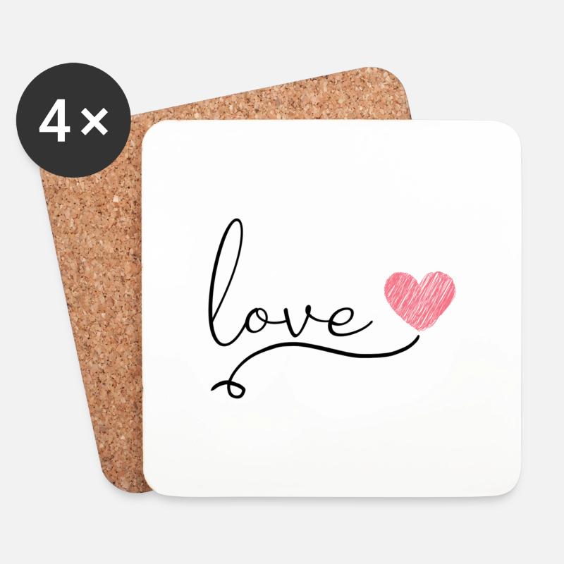 Love Liebe Liebesspruch Herz - Untersetzer (4er-Set) - Weiß