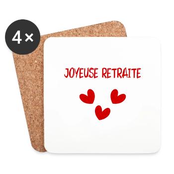 RETRAITE. BONNE RETRAITE. JOYEUSE RETRAITE. - Dessous de verre (lot de 4) - blanc - Devant