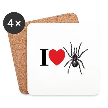 I love spiders with heart and spider silhouette - Coasters (set of 4) - white - Front
