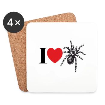 I love spiders with heart and spider silhouette - Coasters (set of 4) - white - Front