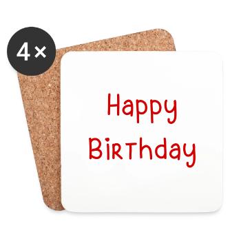 HAPPY BIRTHDAY. ANNIVERSAIRE - Dessous de verre (lot de 4) - blanc - Devant