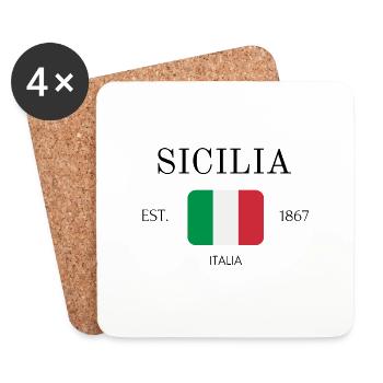 Sicily - Italy - Palermo - Italian - Etna - Coasters (set of 4) - white - Front