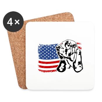 Basset Hound US Amerika Fahne Hunde Wilsigns - Untersetzer (4er-Set) - Weiß - Vorne