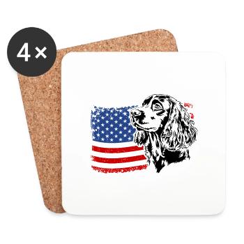 Boykin Spaniel US America Flag Dogs Wilsigns - Coasters (set of 4) - white - Front