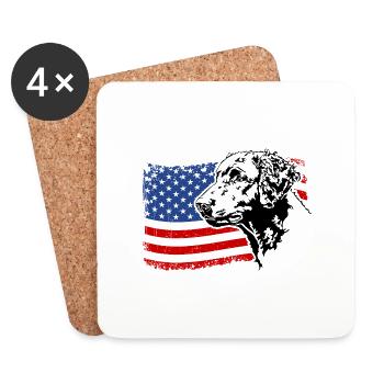 Curly Coated Retriever US America Flag Wilsigns - Coasters (set of 4) - white - Front