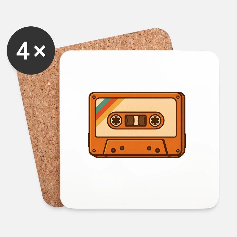 Retro Cassette - Coasters (set of 4) - white