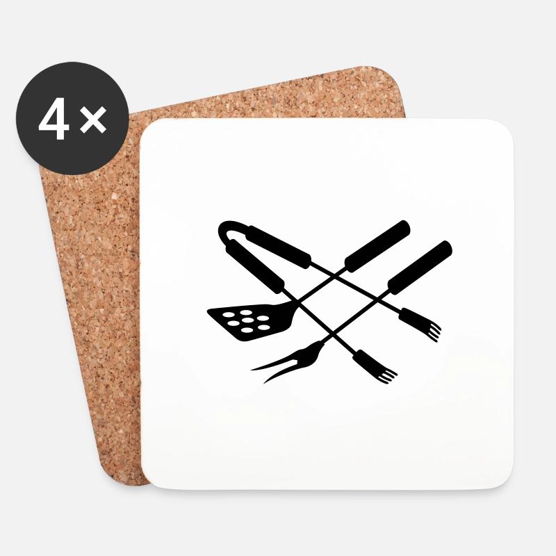 Barbecue - Untersetzer (4er-Set) - Weiß