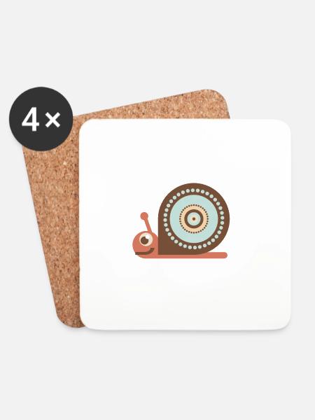 Schnecke - Untersetzer (4er-Set) - Weiß