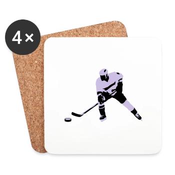 Eishockey, Eishockeyspieler, Ice hockey - Untersetzer (4er-Set) - Weiß - Vorne