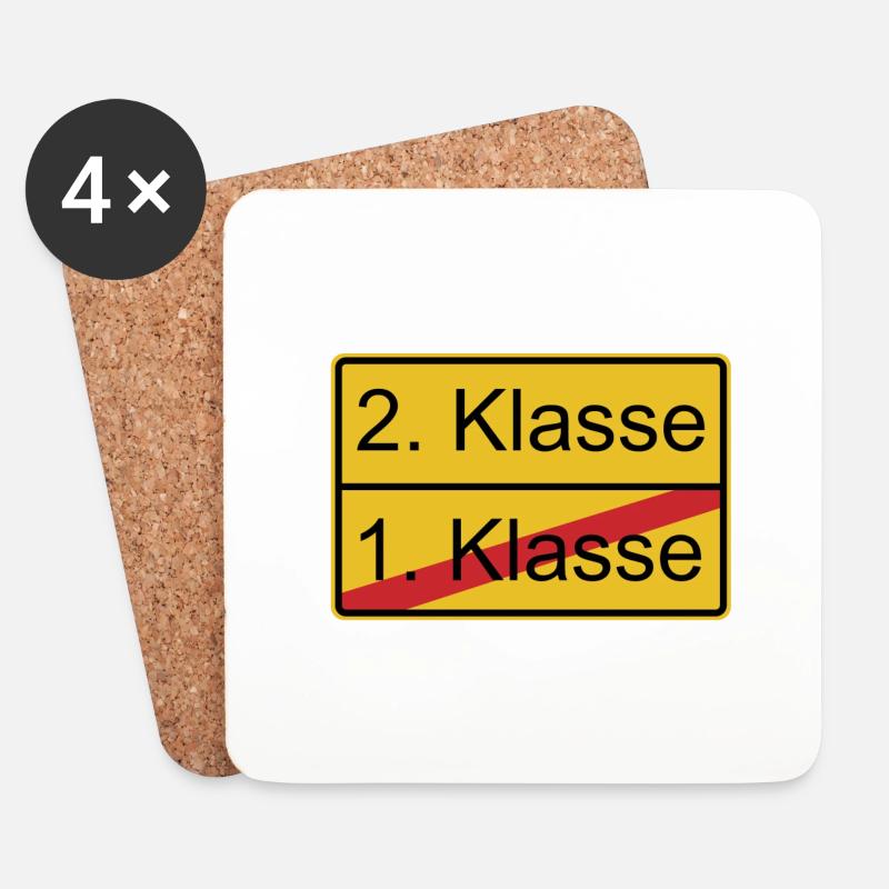 2. Klasse nicht 1. Klasse - Untersetzer (4er-Set) - Weiß