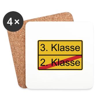 3. Klasse nicht 2. Klasse - Untersetzer (4er-Set) - Weiß - Vorne