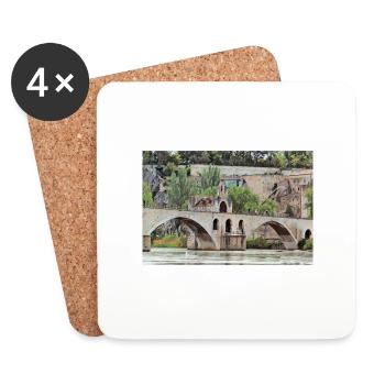 die Brücke von Avignon - Untersetzer (4er-Set) - Weiß - Vorne