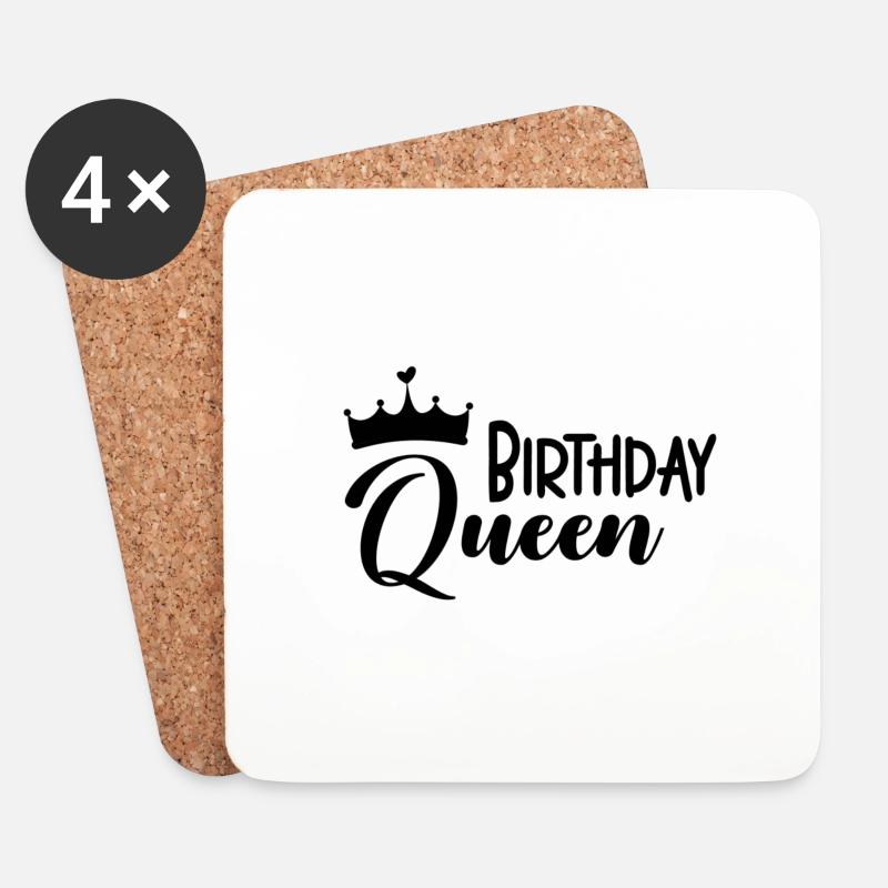 Birthday Queen - Untersetzer (4er-Set) - Weiß