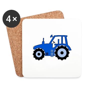 Tracteur bleu - Dessous de verre (lot de 4) - blanc - Devant